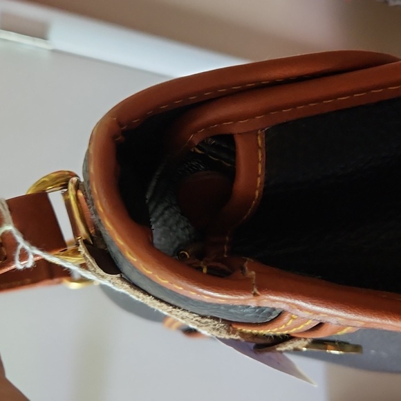 DOONEY & BOURKE Vintage Leather Black/English Tan XL Saddle Handbag - EUC - Picture 6 of 16